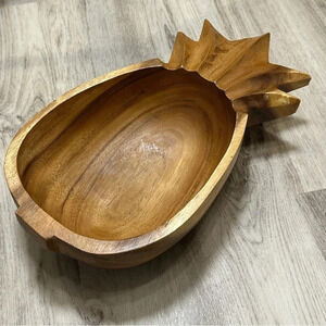 Vintage Carved Wood Pineapple Bowl